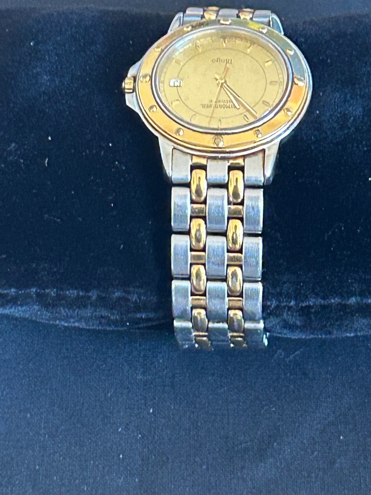 Raymond Weil Tango Watch Men 37mm Gold Dial Two Tone Date Round 5560