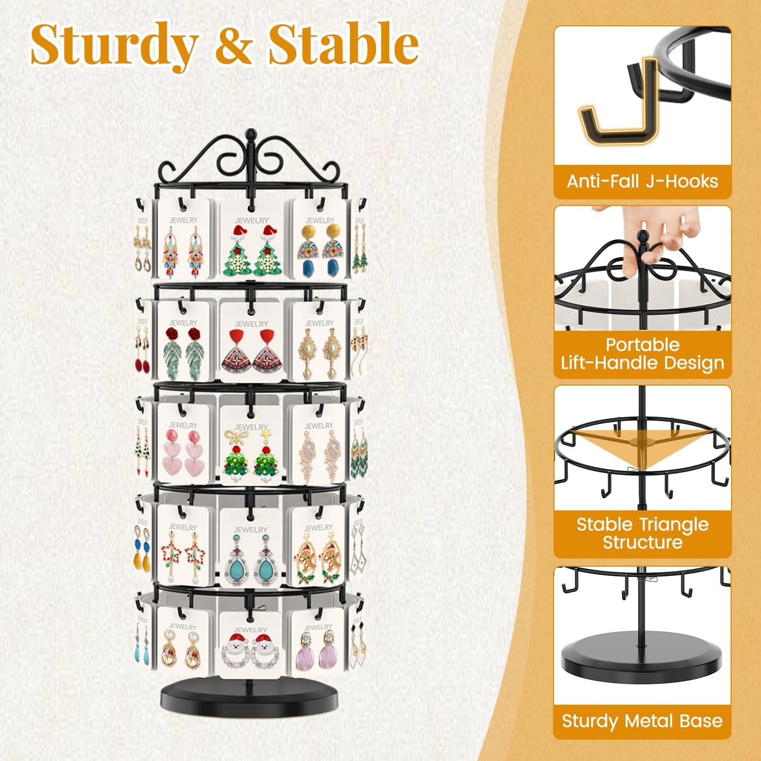 EsLuker.ly Earring Holder Organizer Rotating Display Tree Stand, Adjustable H…