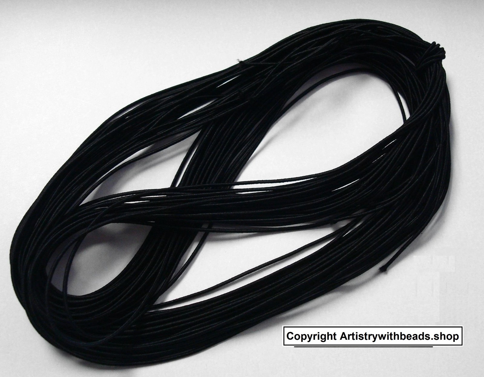 1mm Nylon Coated Round Elastic Cord Stretch Beading Mala String Black 75 ft M028