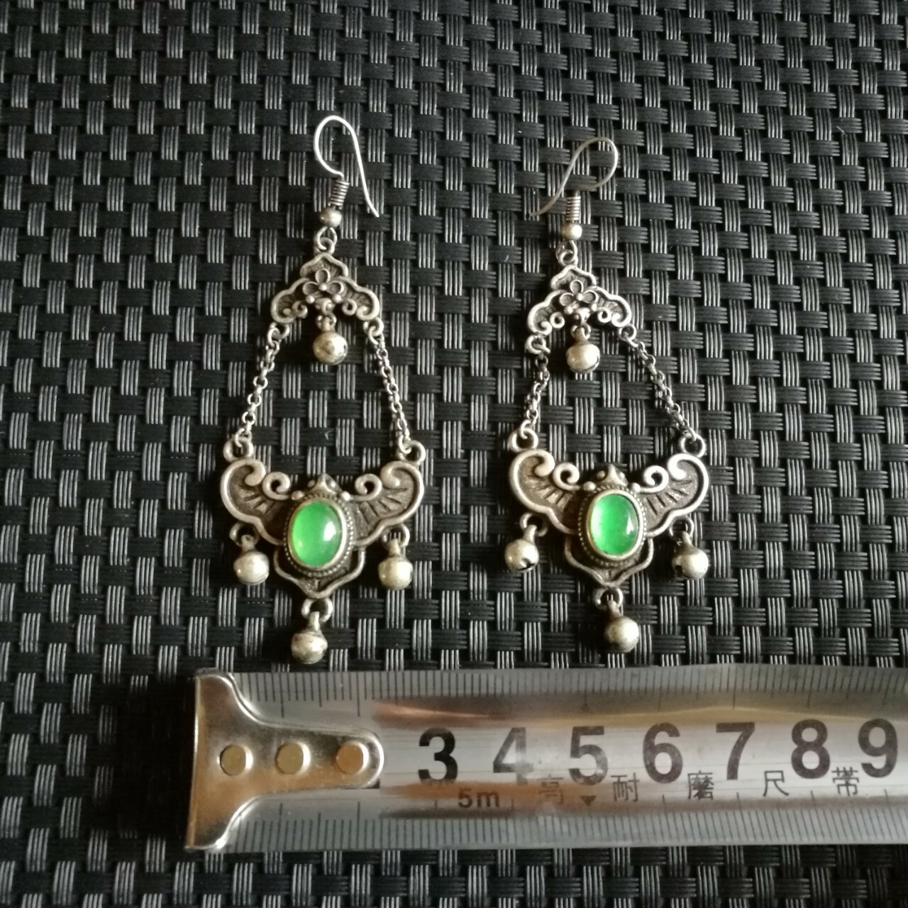 A Pair Old Silversmith Inlaid Old Jade Jade Butterfly Earrings Accessories