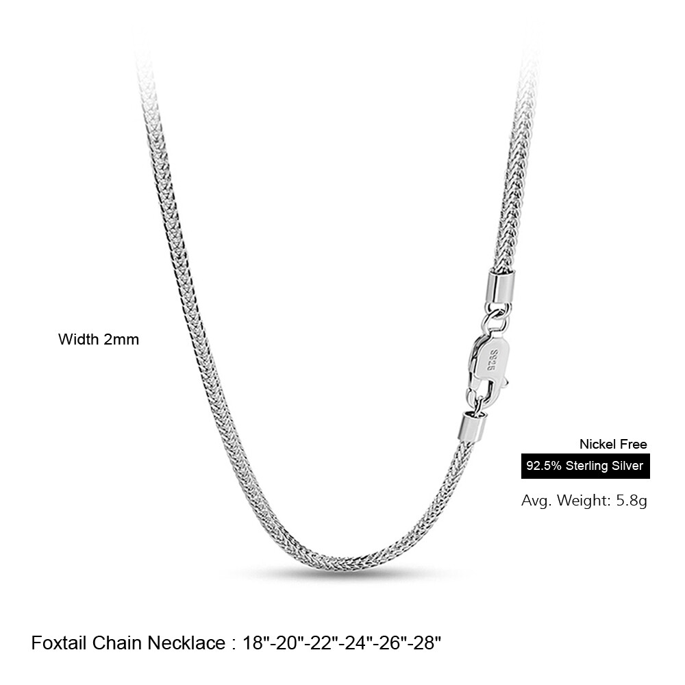 Delicate 925 Sterling Silver 2mm Foxtail Chain Necklace All size 18″-28″ Italy