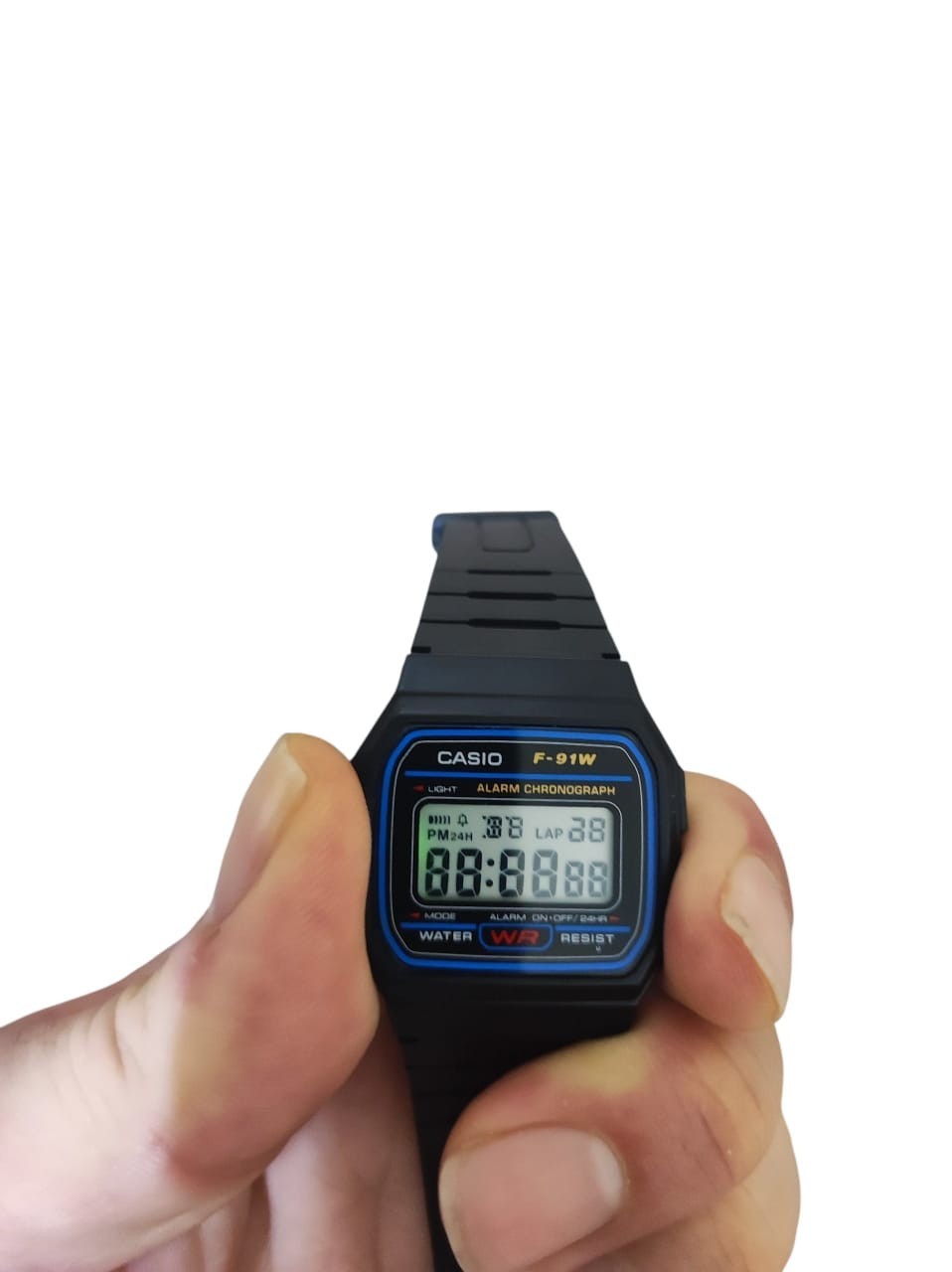 Casio F-91W Digital Watch 593 Black Resin Alarm Chronograph Tested Works