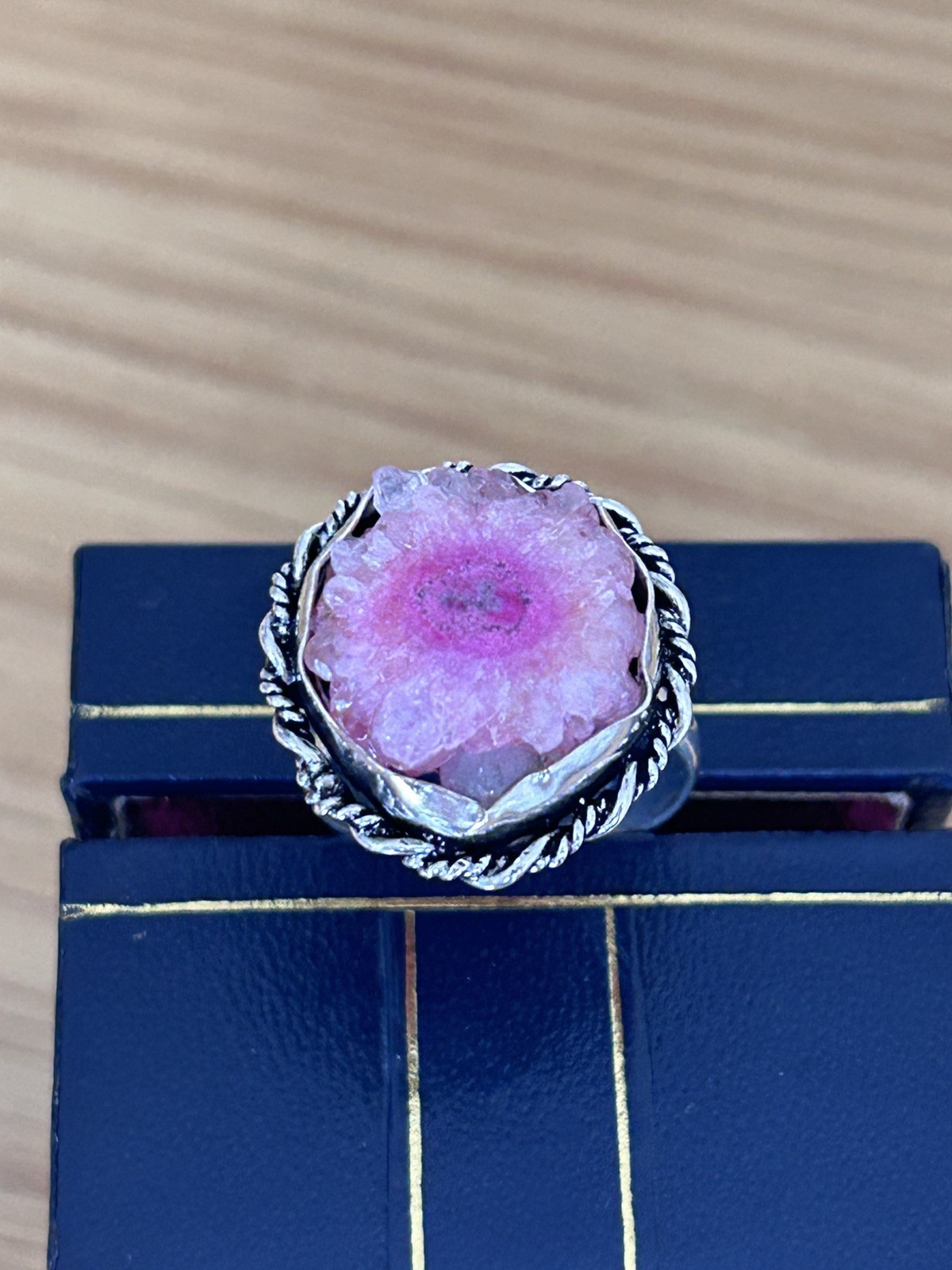925 Silver‑plated cocktail ring size P 1/2