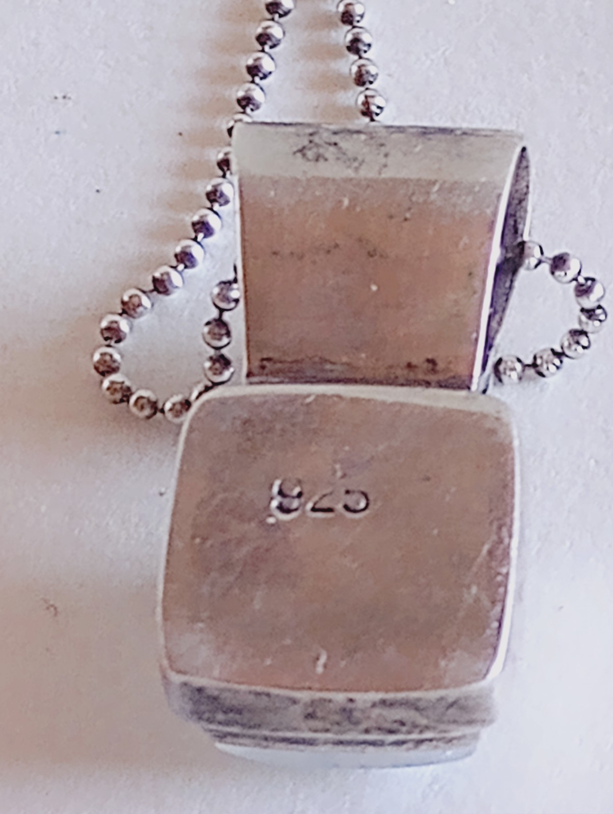 ESTATE STERLING SILVER MOONSTONE AMETHYST PENDANT STERLING CHAIN MS CO 925