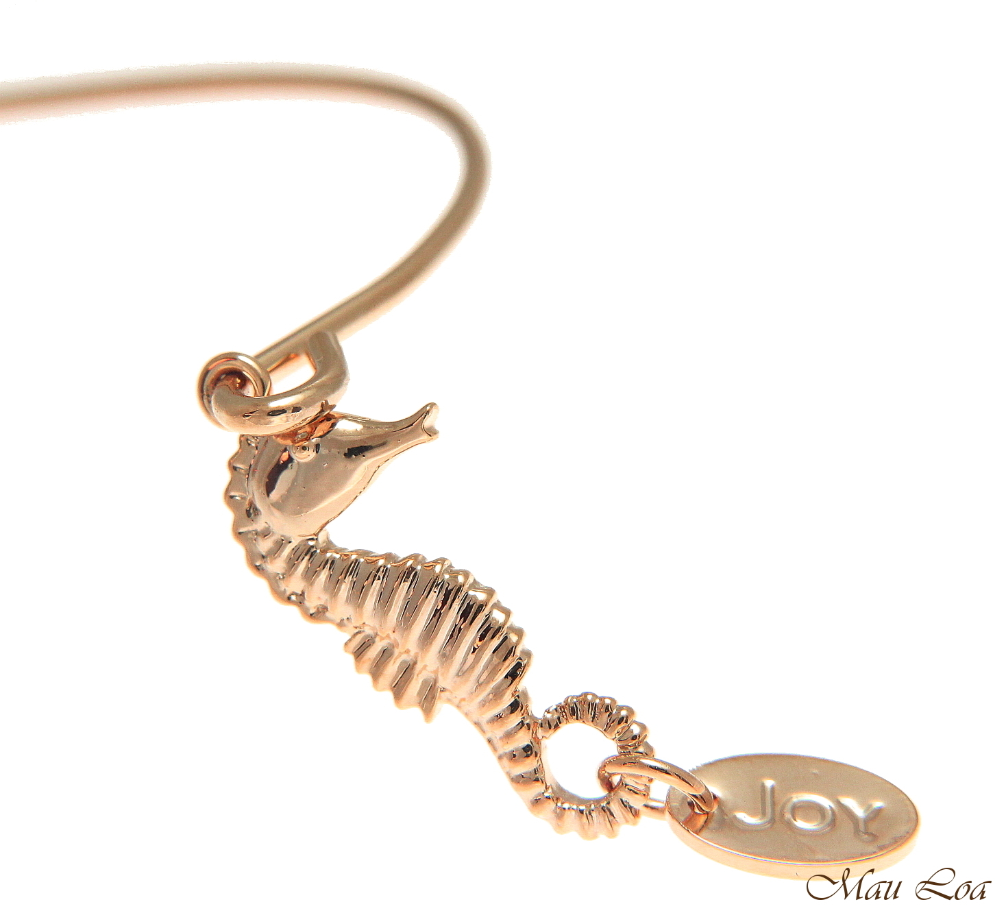 Pink Rose Gold Plated on Brass Hawaiian Seahorse Open Bangle Bracelet