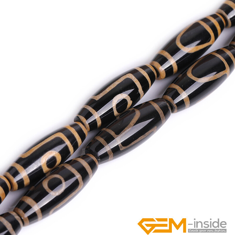 10x30mm Natural Dzi Buddha Tibetan Agate Olivary Rice Jewellery Making Beads 15″