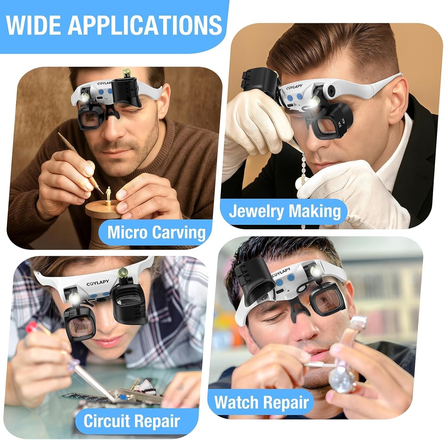 Magnifying Glasses for Close Work, Jewelers Magnifying Glass with Light & 5 Inte