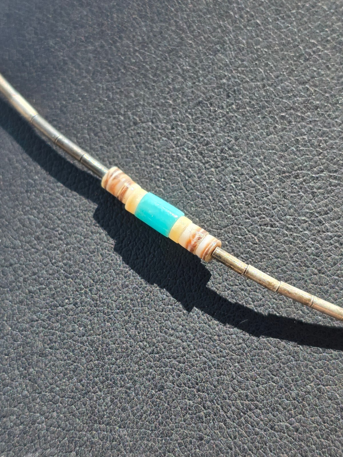 Vintage Native American Southwest Liquid Silver Turquoise Heishi Choker Necklace