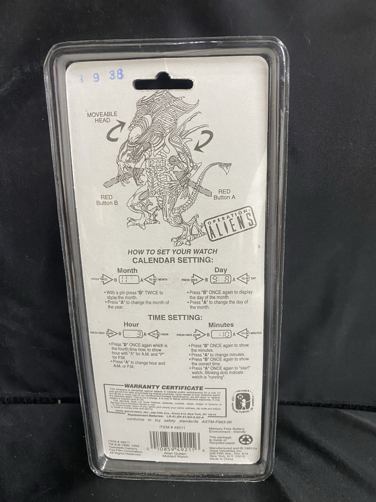 6 Pack Alien Queen Figure Digital Watch 1993 Vintage Old Stock