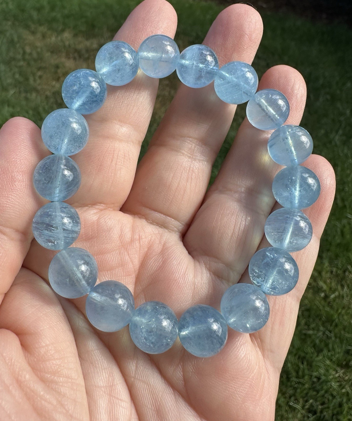 10.5-10.8mm High Quality Aquamarine Bracelet