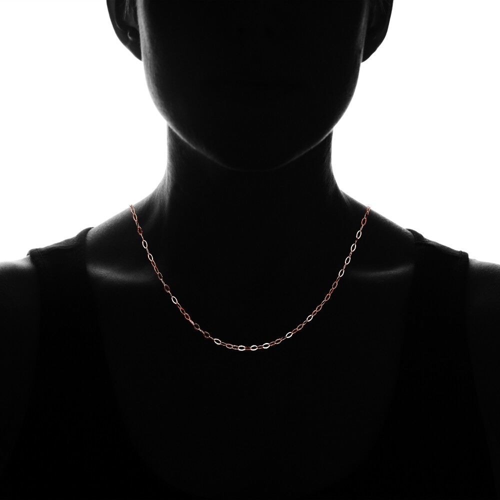 18 Inch Thin Delicate Rose Gold Plated 925 Silver 0.90mm Cable Chain Necklace
