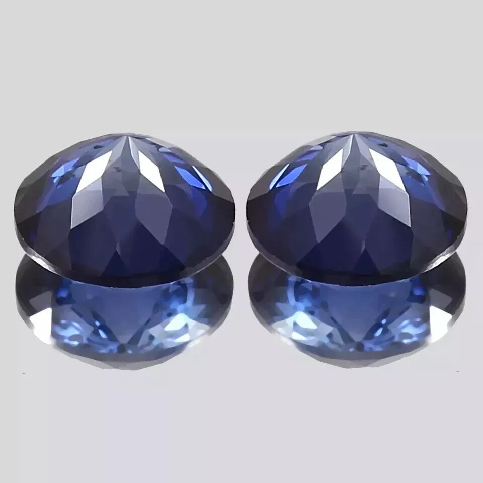 30 Ct Natural Blue Sapphire Ceylon Round Cut Certified Loose Gemstone Pair