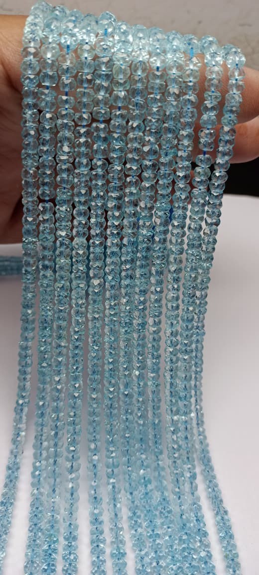 Natural Sky Blue Topaz Faceted Rondelles Bead 5mm AAA Quality For Making Jewelry