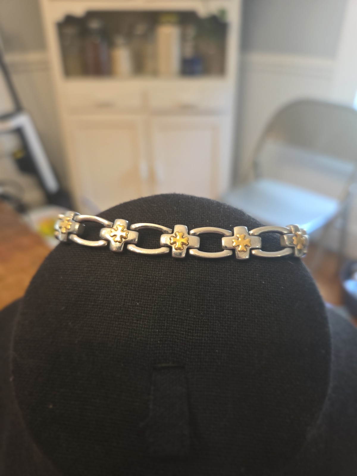 Vintage Italy MILOR Stailess Steel and 18k Gold Hinged Bangle Bracelet
