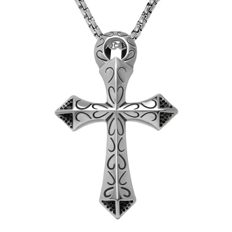 Mens Large Egyptian Ankh Cross Pendant Necklace For Men Stainless Steel