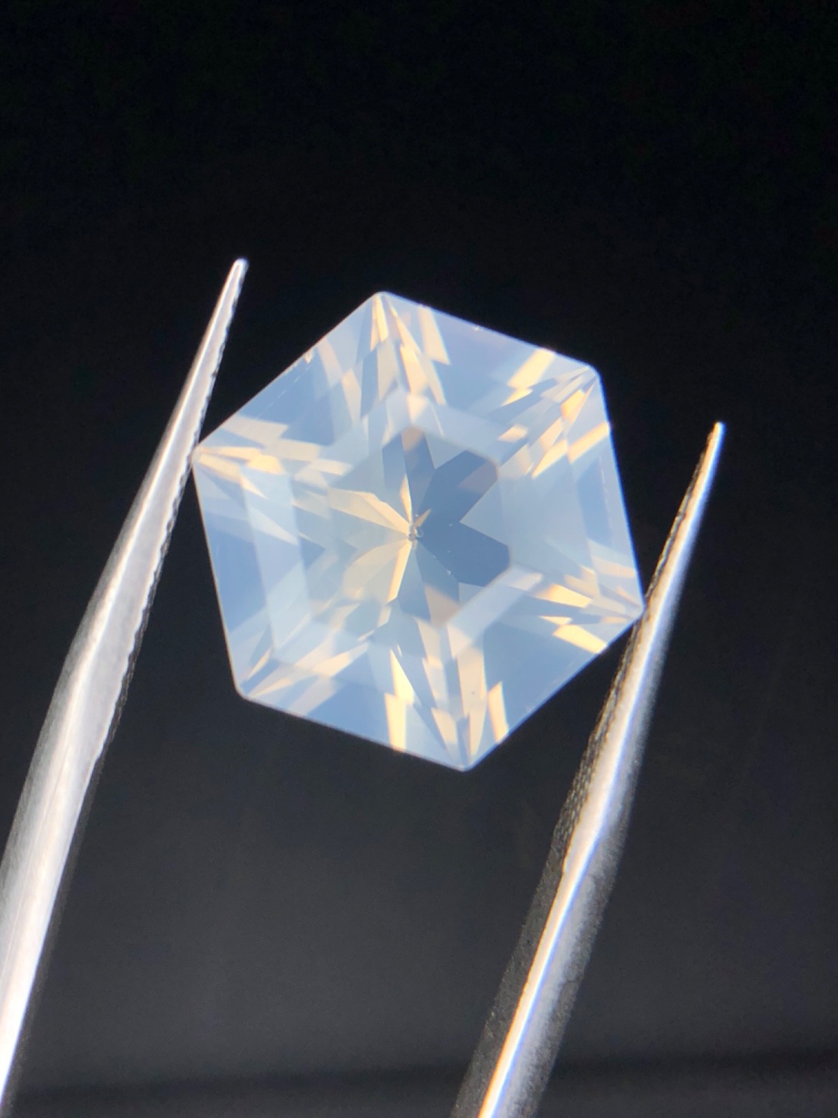 Natural Moon Quartz 7.91 Ct Hexagon Cut White Loose Gemstone Africa Untreated