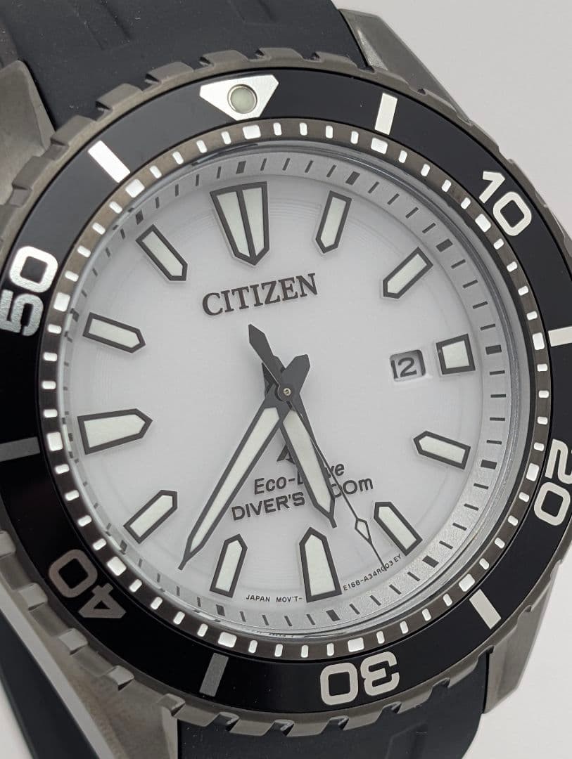 CITIZEN Promaster E168-003FR09 Diver Eco Drive Watch White Dial Bag 47.1mm
