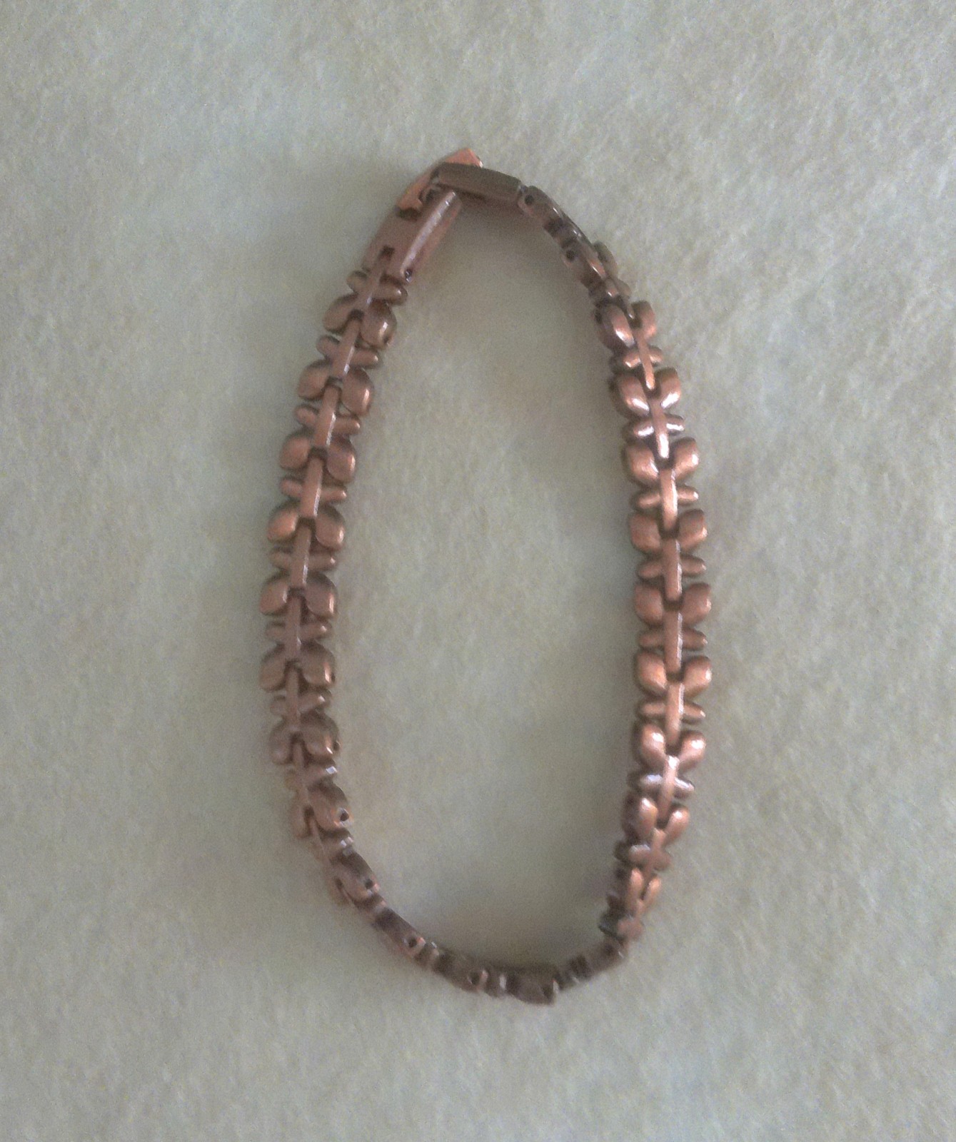 New Copper Toned Petal Link 8″ Bracelet with Fold Over Clasp All Occasions