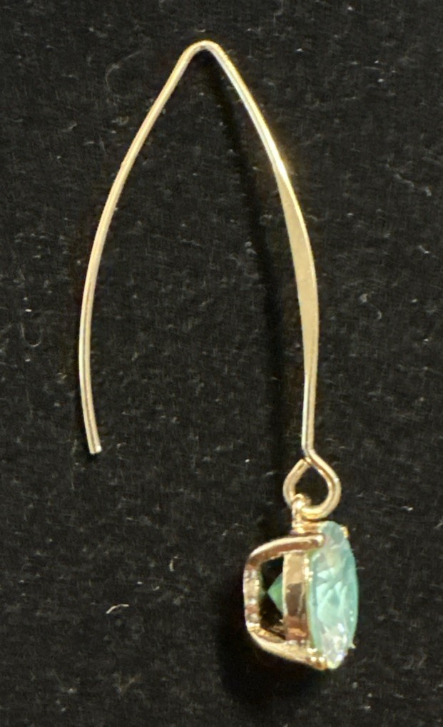 Crystal Goldtone Dangle Drop Hook Earrings In Aqua Color Absolutely Gorgeous