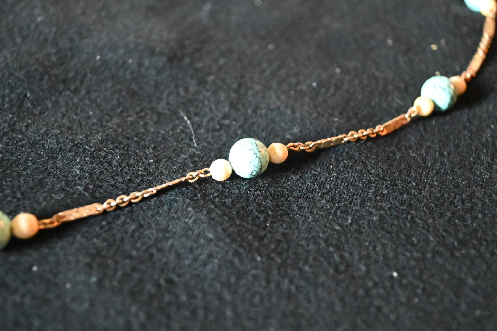 Vintage Elka 35 inch 17 gram 12K gold filled necklace with turquoise beads