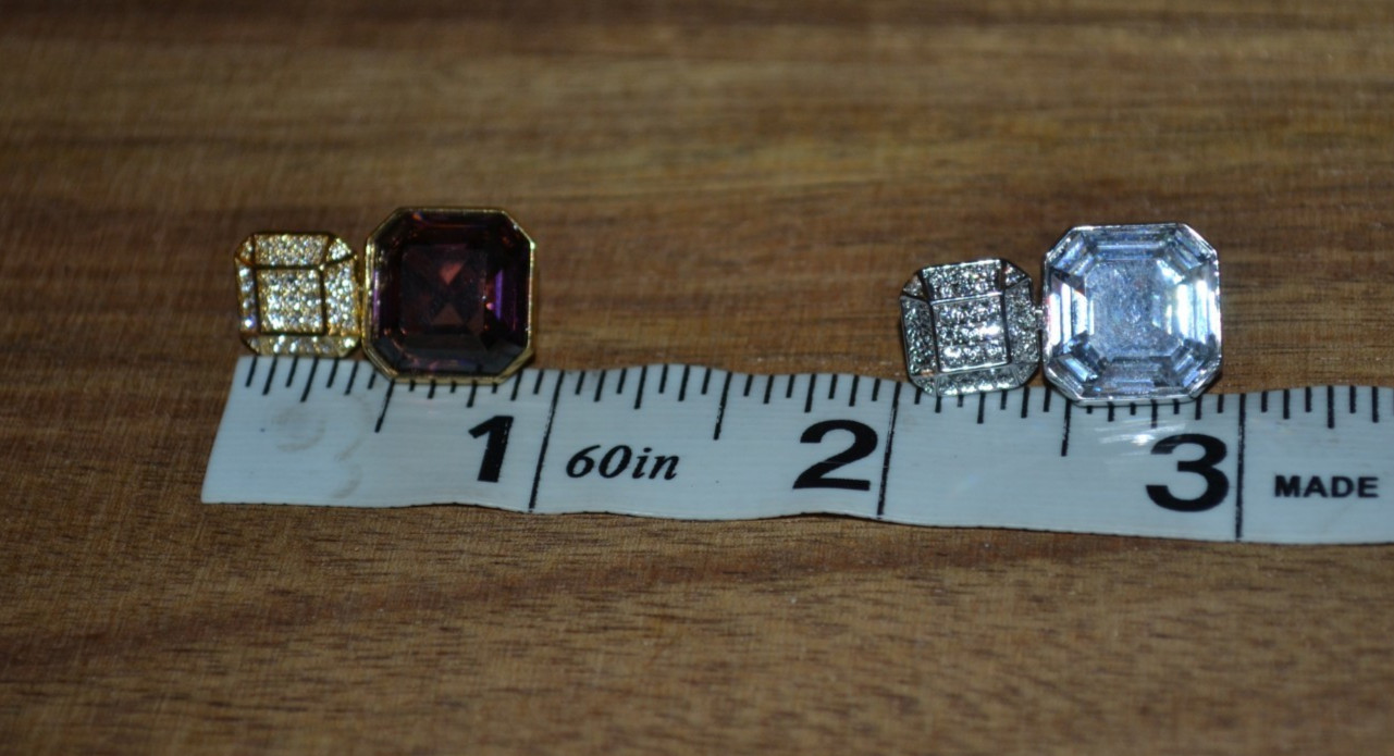 Henri Bendel Luxe Asscher Cut Pave Stud Earrings