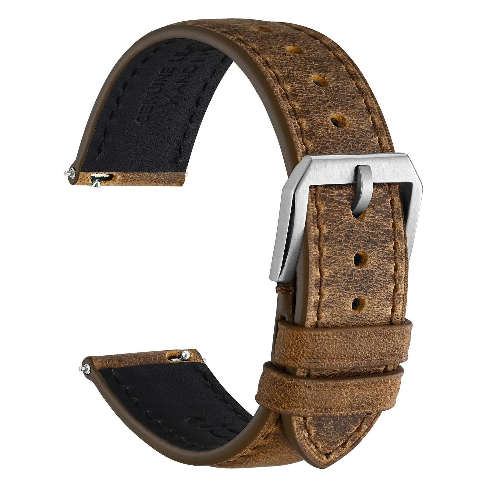 WOCCI Genuine Leather Watch Band, Quick Release Bands, Strap Width 18 20 22mm