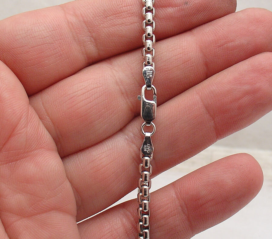 8″ 9″ Italian Round Venetian Box Bracelet Real Solid 925 Sterling Silver