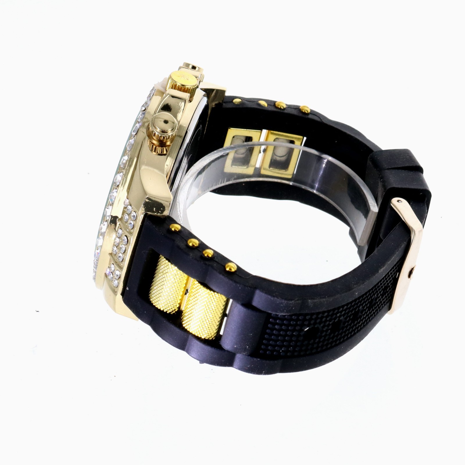 Men’s Hip Hop Watch Iced Bling Rapper Big Stones Silicone Band Luxury Fashion