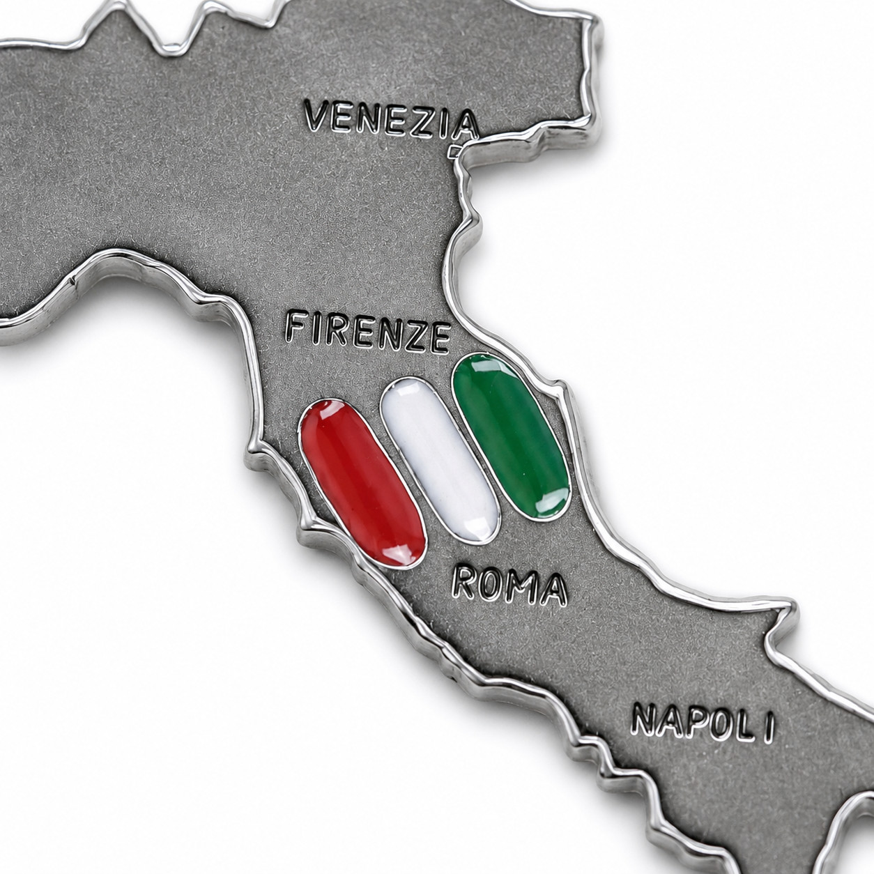 Italy Map Pendant Tricolor Enamel 800 Silver Made in Italy Italian Gift