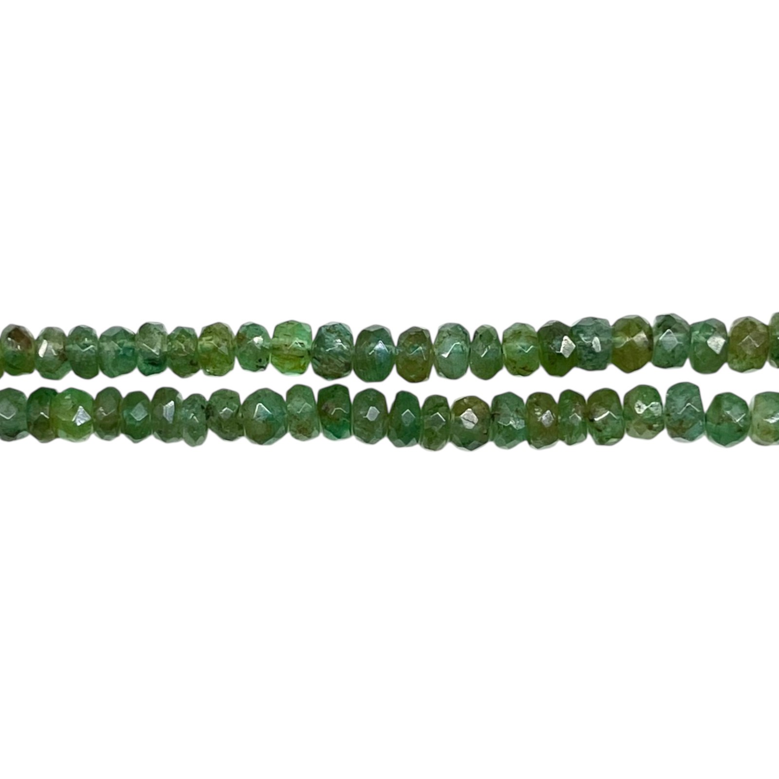 Natural Zambian Emerald Necklace Strand Untreated Faceted Beads 925 Clasp 18 In
