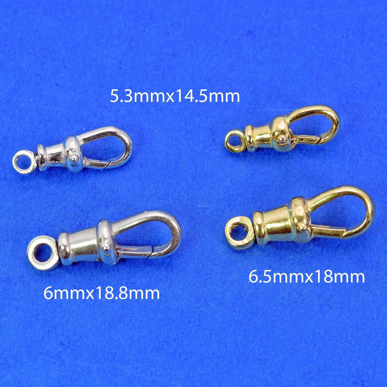 5.3mmx14.5mm Small 18k Solid Yellow Gold Swivel Push Lock Dog Clip Antique Clasp
