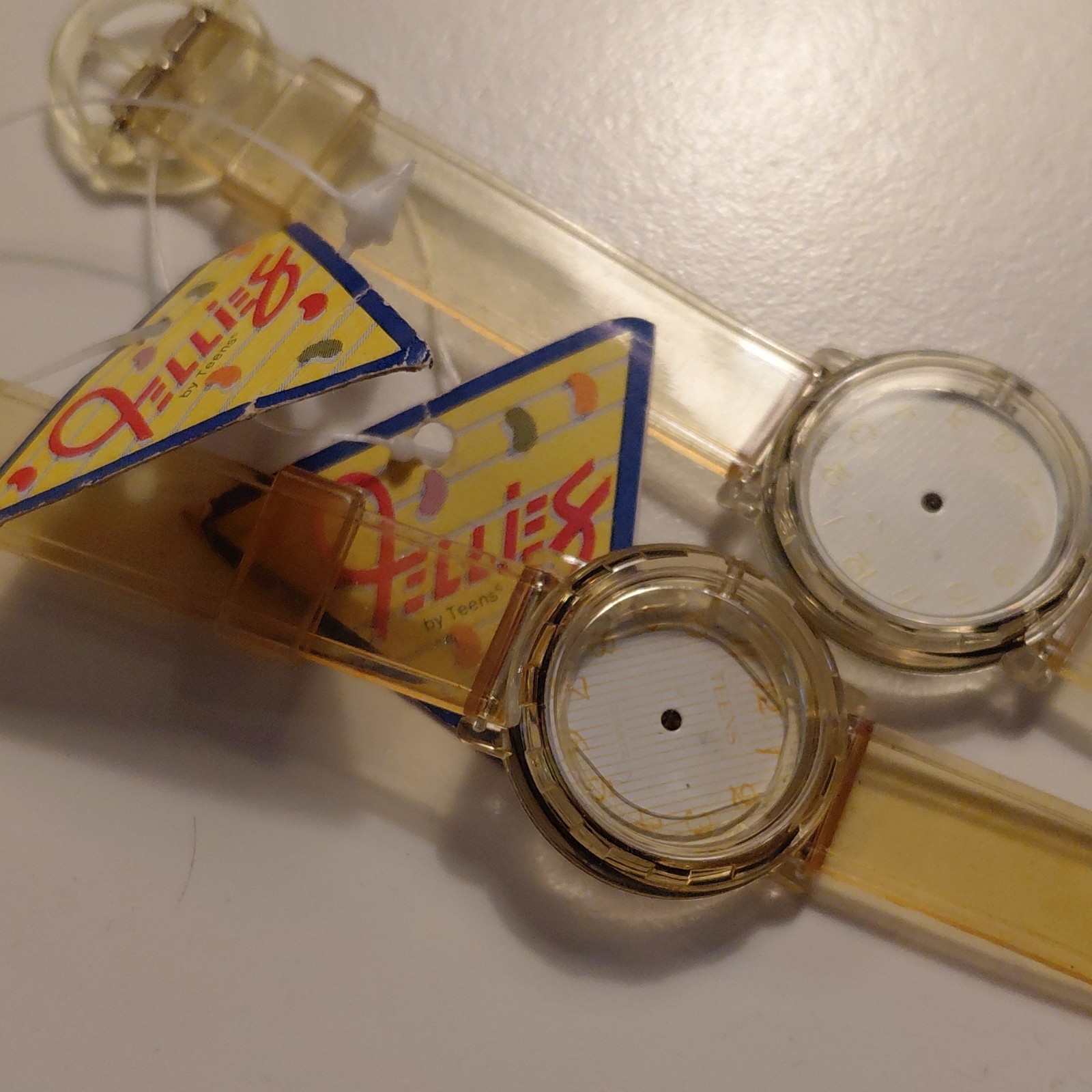 Jellies by Teens Vintage Quartz Analog Wristwatch Band Lot of 2 Clear Plastic