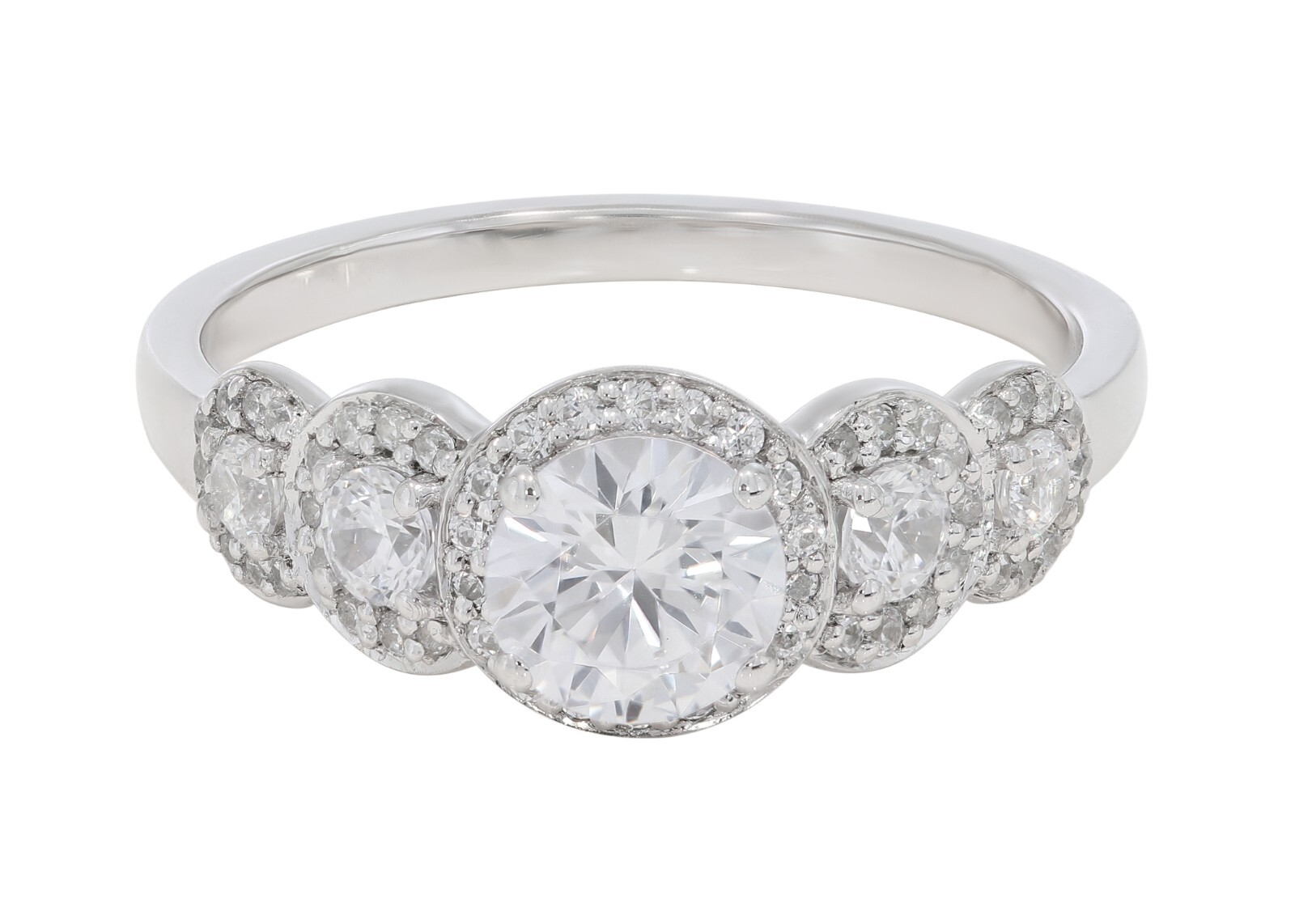 1.08 ct Round Lab Grown Diamond Ring Certified 14k White Gold