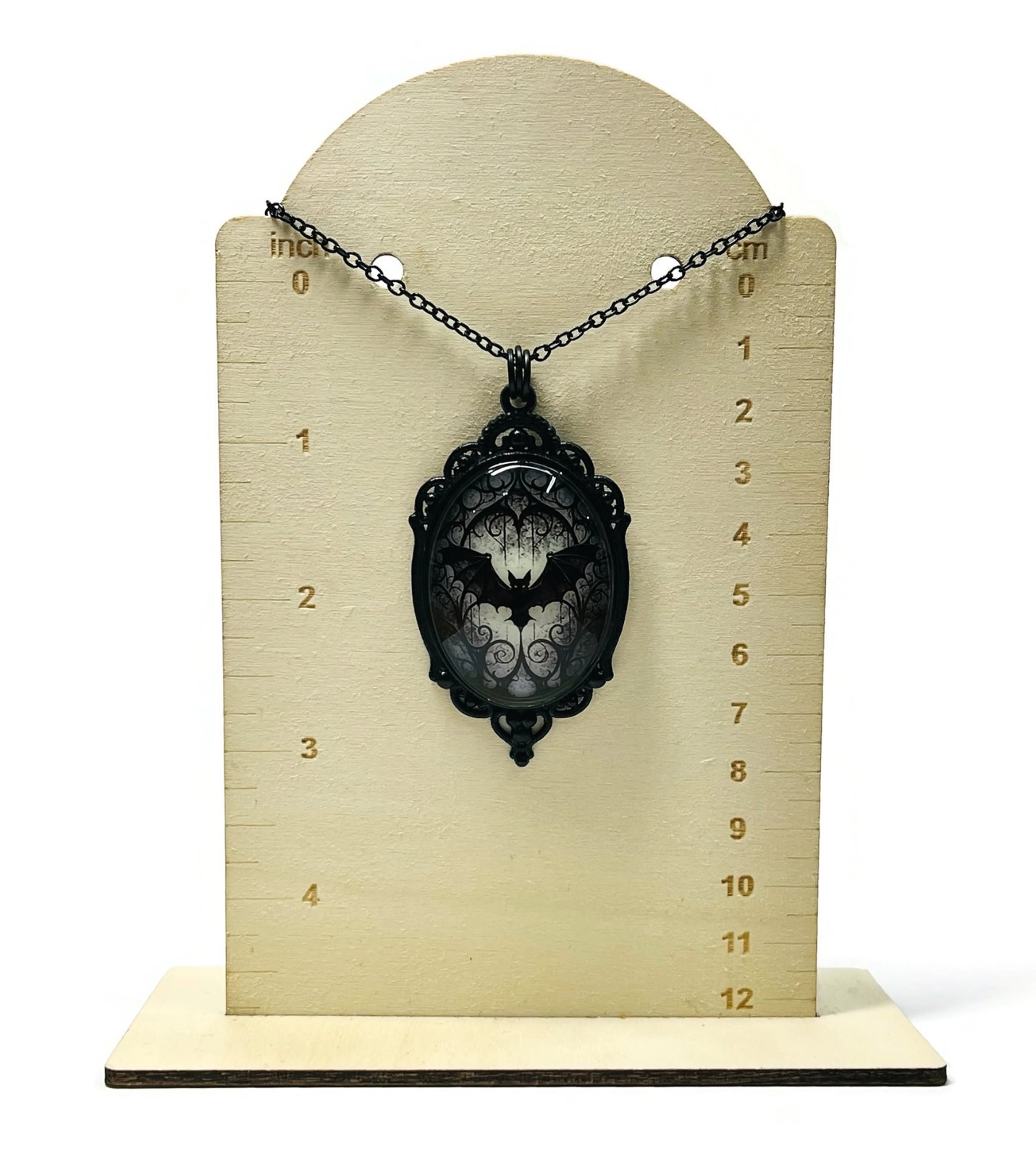 Bat Stained Glass Effect Lime Aqua Blue Purple/Violet Glow in the Dark Necklace