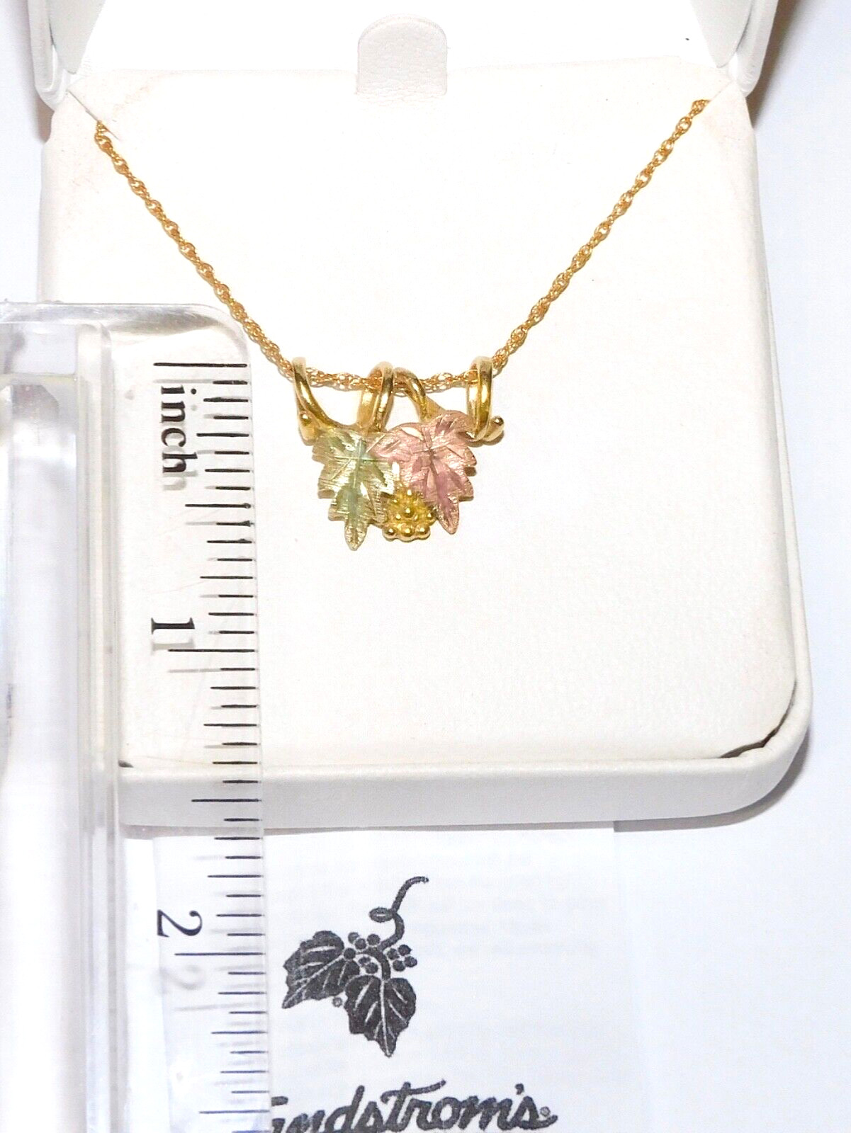 Black Hills Gold 10k 12k Landstrom’s Slider Leaf Pendant Light Rope Chain