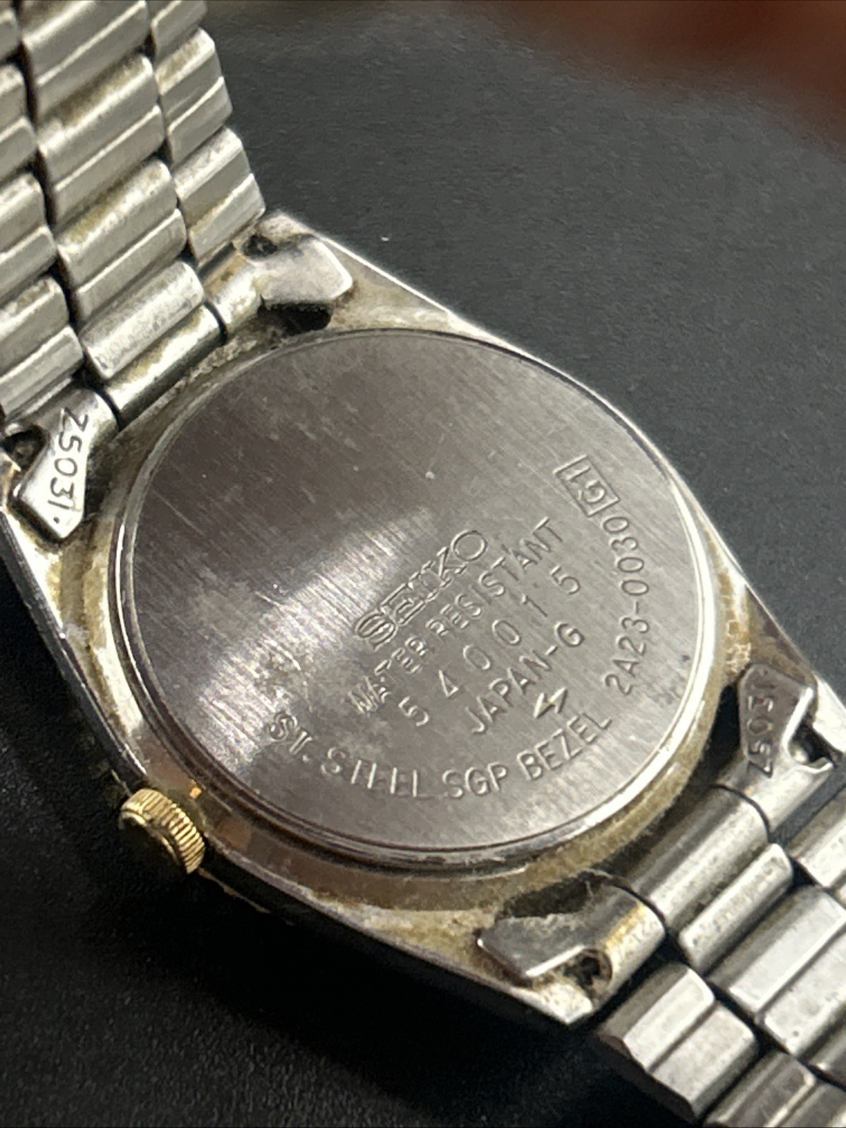 Vintage Seiko President Two Tone Stainless Steel Quartz Watch 2A23-0030