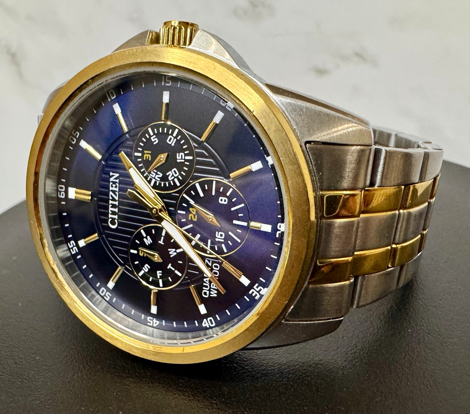 Citizen 6329-S127173 Two-Tone Blue Dial Quartz Multifunction Men’s Watch WR100