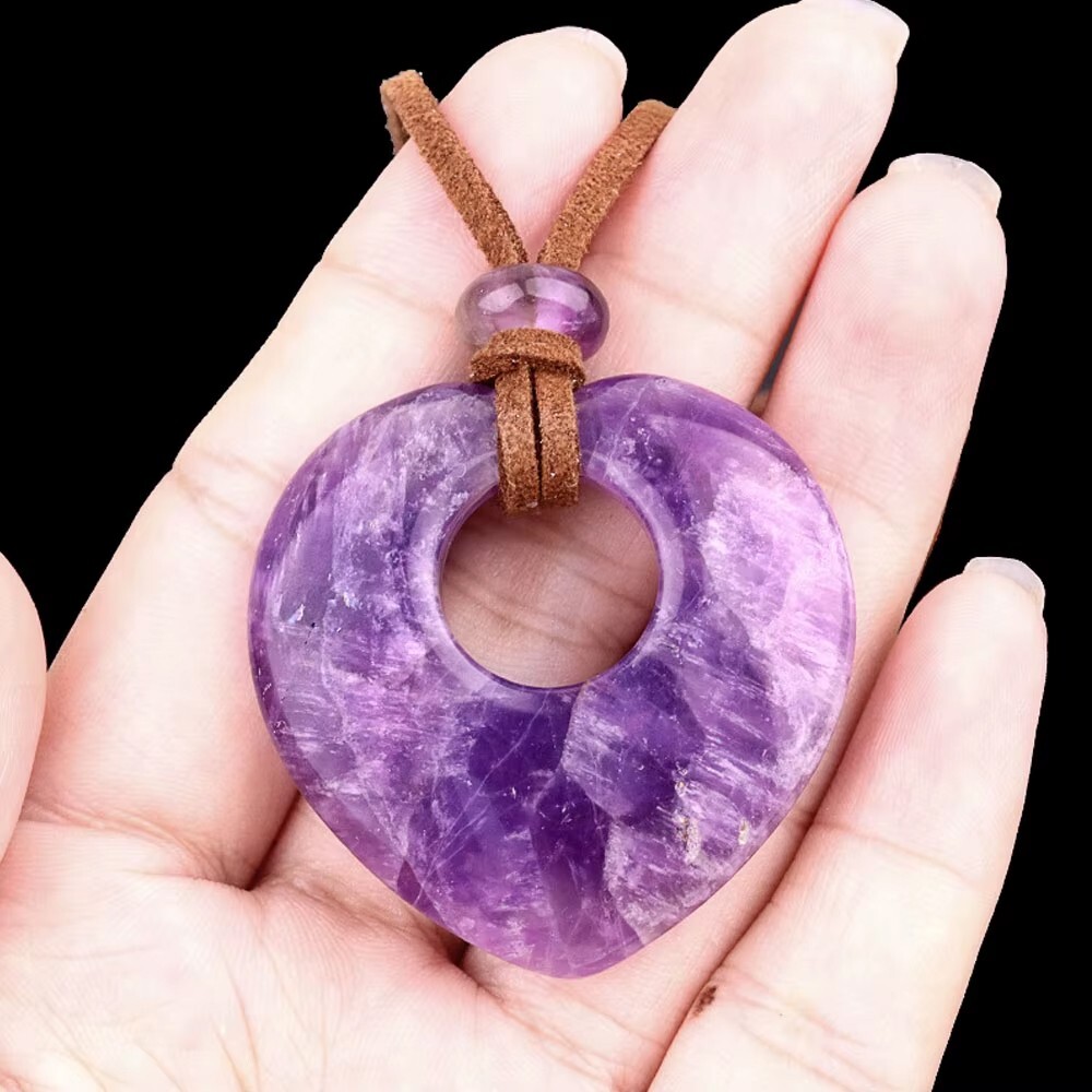 NATURAL STONE *** 1 x Large Gemstone Heart Pendant 40mm, with Choker