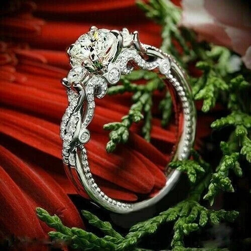2.30Ct Round Cut Lab-Created Diamond Engagement Ring 14K White Gold Finish