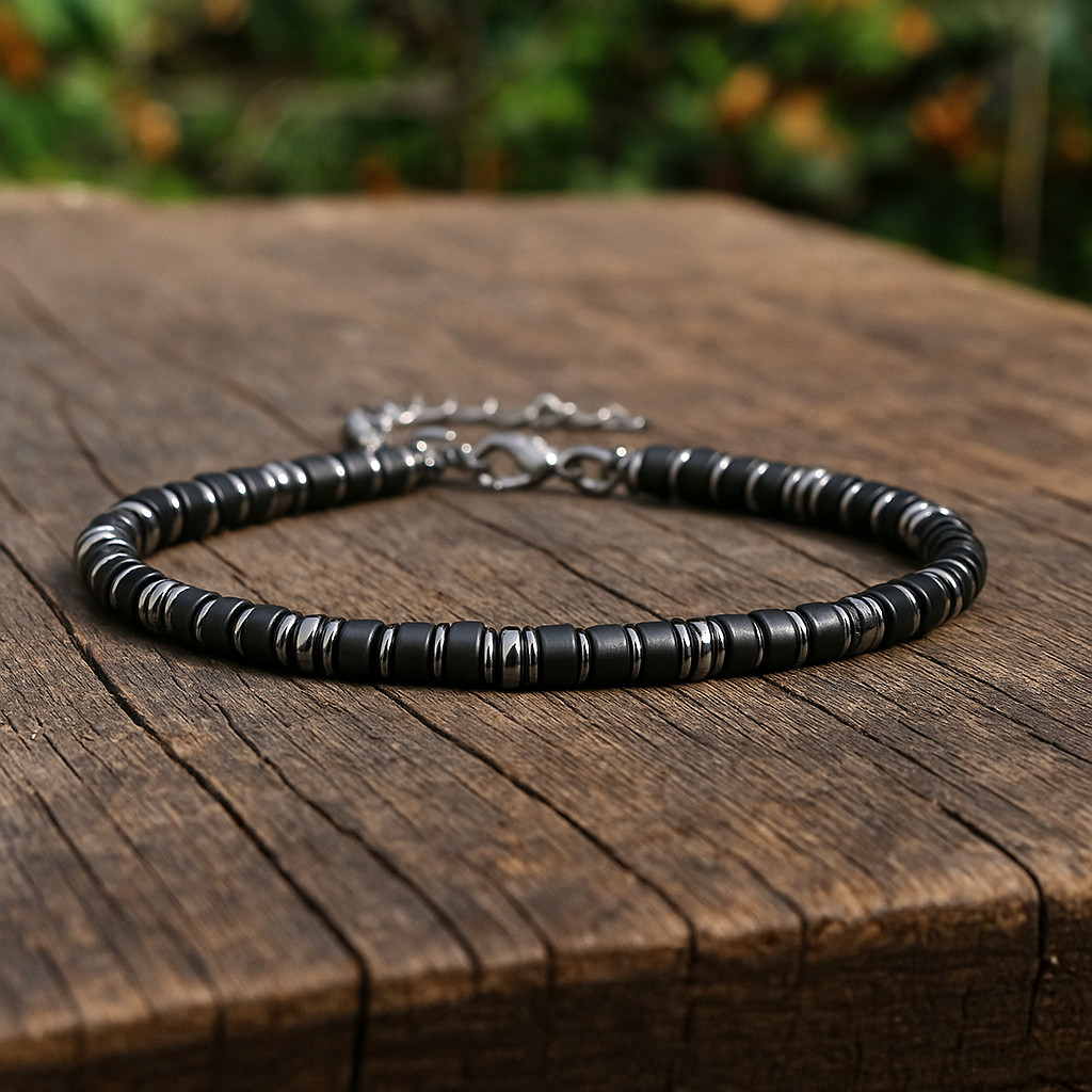 Natural Black Tourmaline Hematite Bracelet grounding Protection Crystal Man Gift