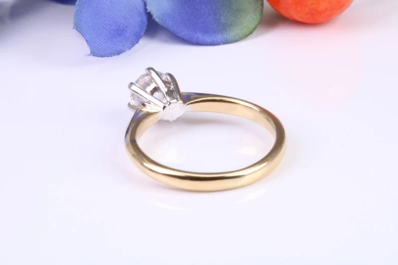 Round Cut 14K Multi Gold DEF I1-I3 Natural Diamond Wedding Ring 0.70Ct UGL Prong