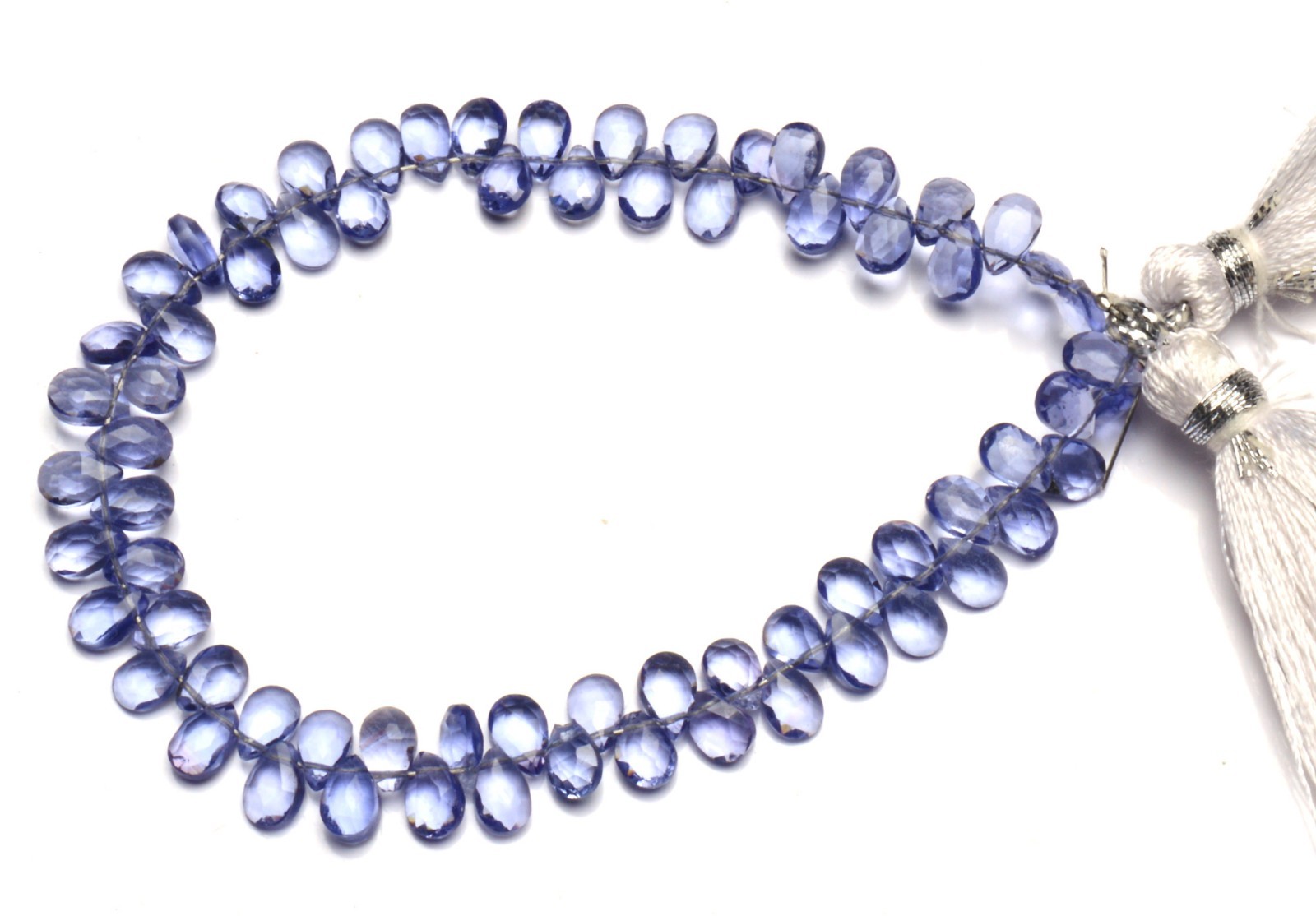 Iolite Color Quartz 5x3MM Approx. Faceted Pear Shape Briolette Beads 6″ Strand