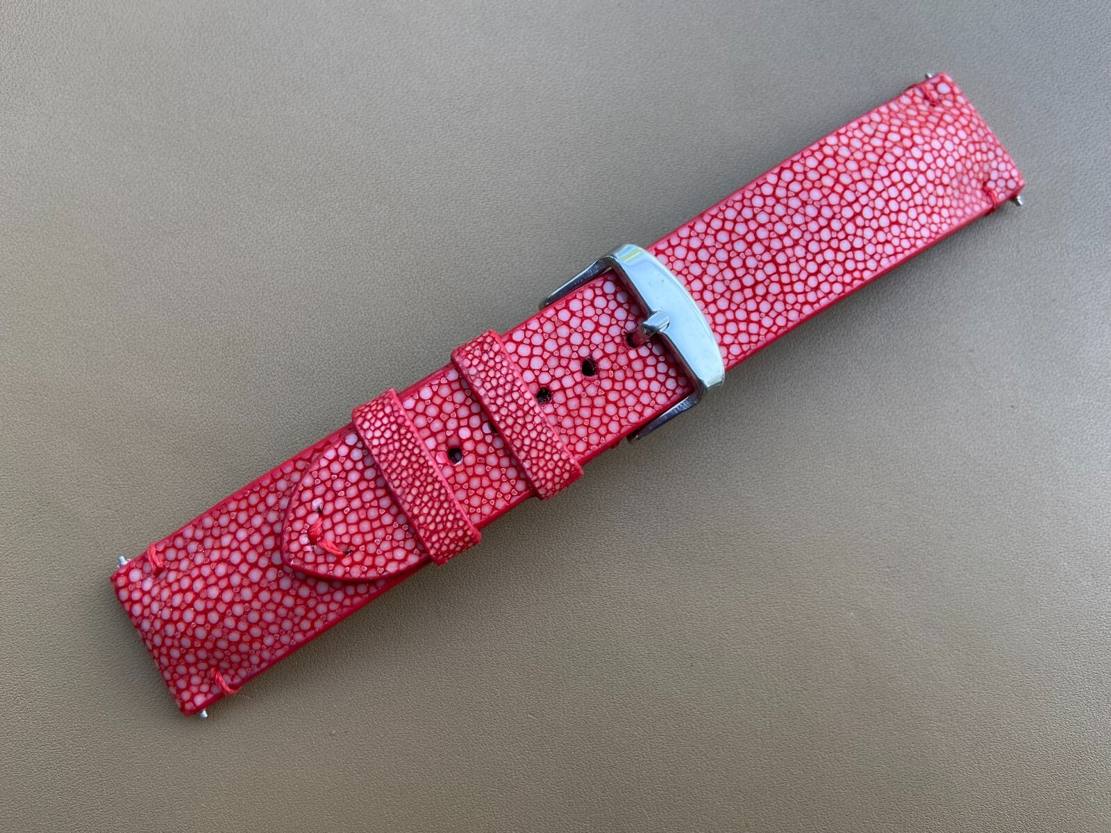 Red Stingray Leather Watch Strap Band, Size 18mm 19mm 20mm 21mm 22mm 24mm 26mm