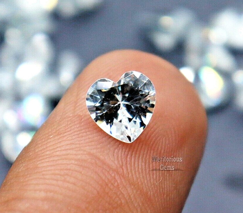 White Sapphire 10 Pcs Natural Loose Gemstone 6mm (8-9CT) Gemstone Heart Shape