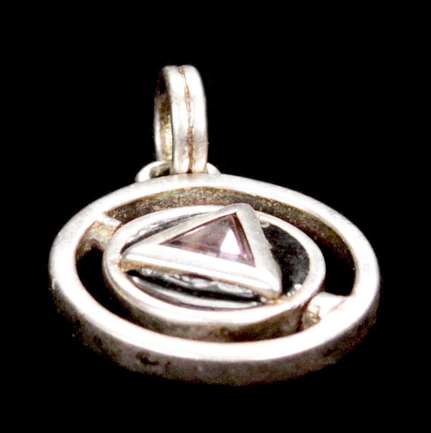 Vintage PSCL Peter Stone 925 Sterling Silver Amethyst Spinner Pendant Charm AA
