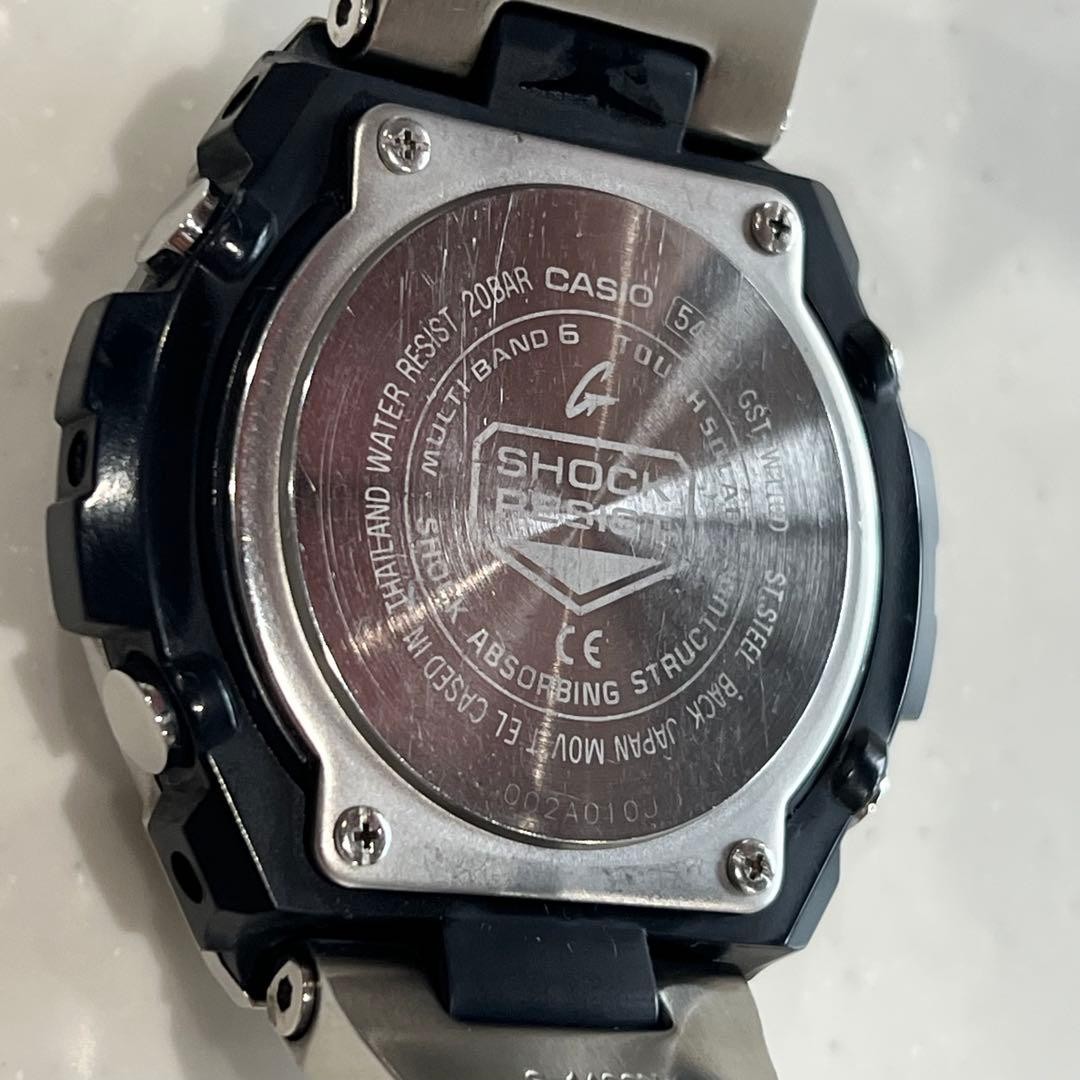 CASIO G-SHOCK GST-W110D-2AJF Silver Blue Radio Solar Watch Rare Color Used Japan