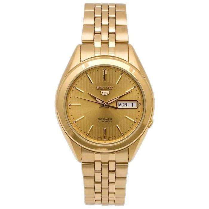 Seiko Men’s Gold Tone Stainless Steel Automatic Golden Dial Watch SNKL28K1