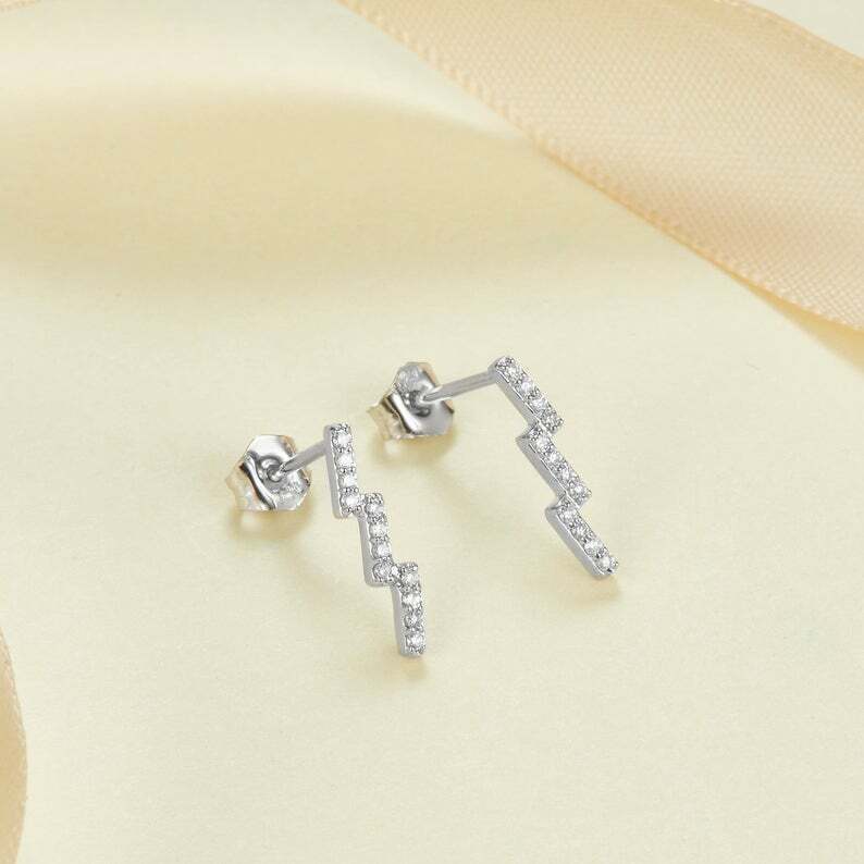1.2ct Lab-Created Moissanite Geometric Minimal Stud Earrings White Gold Plated