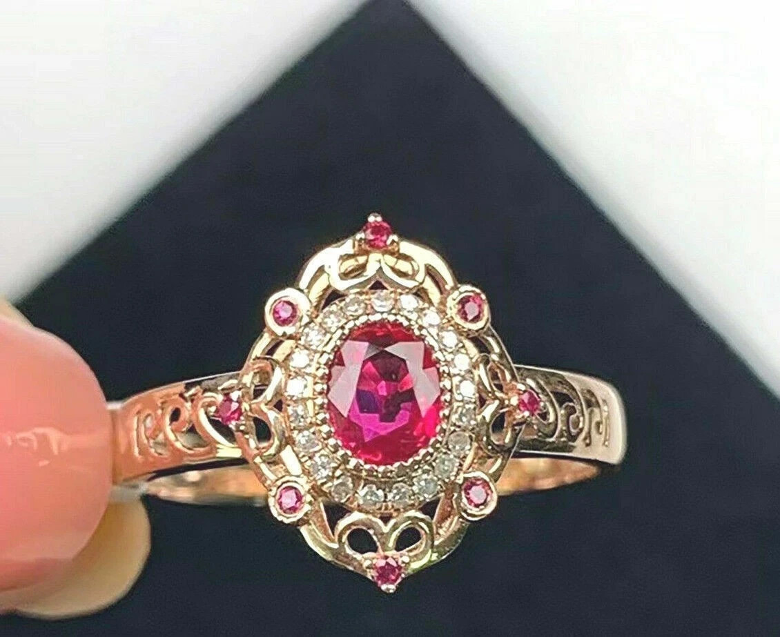 OpenWork Filigree Wedding Ring 14K Yellow Gold Over 1.70Ct Lab Created Ruby
