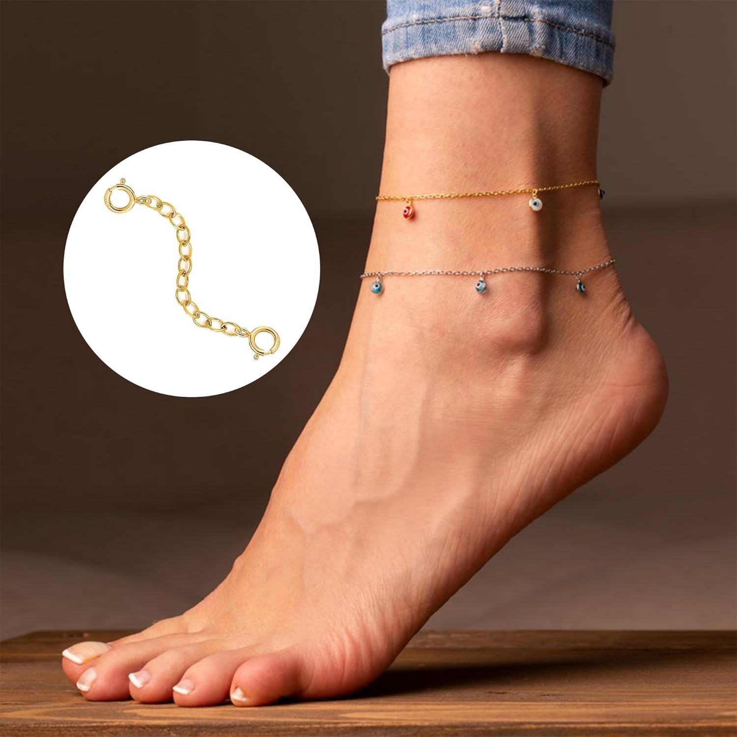 Luxury 18K Solid Gold Extender – Adjustable Chain for Jewelry with Clasp Closure